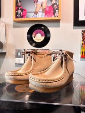 Beige Suede Clarks Wallabee Lace-Up Boots